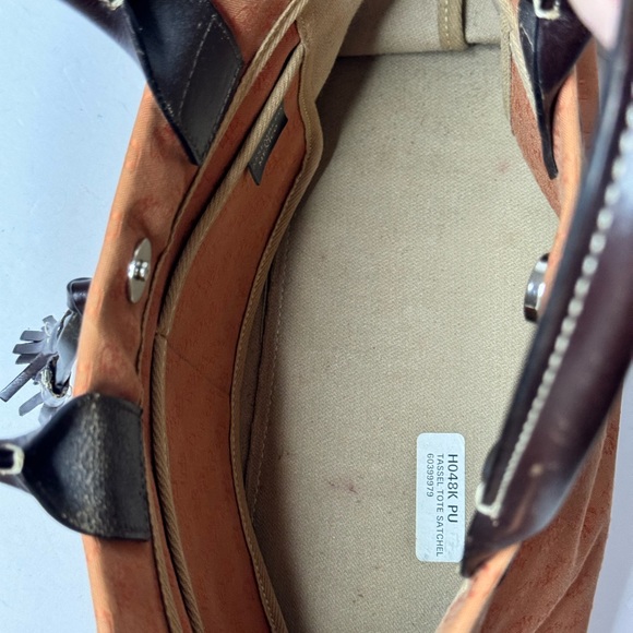 Dooney & Bourke Tassel Signature Monogram Tote Satchel Bag Orange - Picture 10 of 14